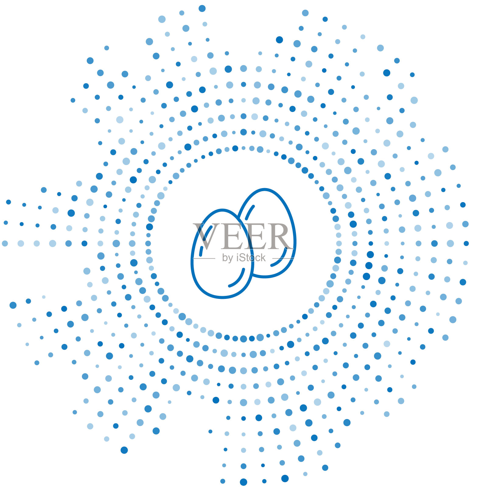 蓝线复活节彩蛋图标孤立在白色背景。复活节快乐。抽象圆形随机点。向量插画图片素材