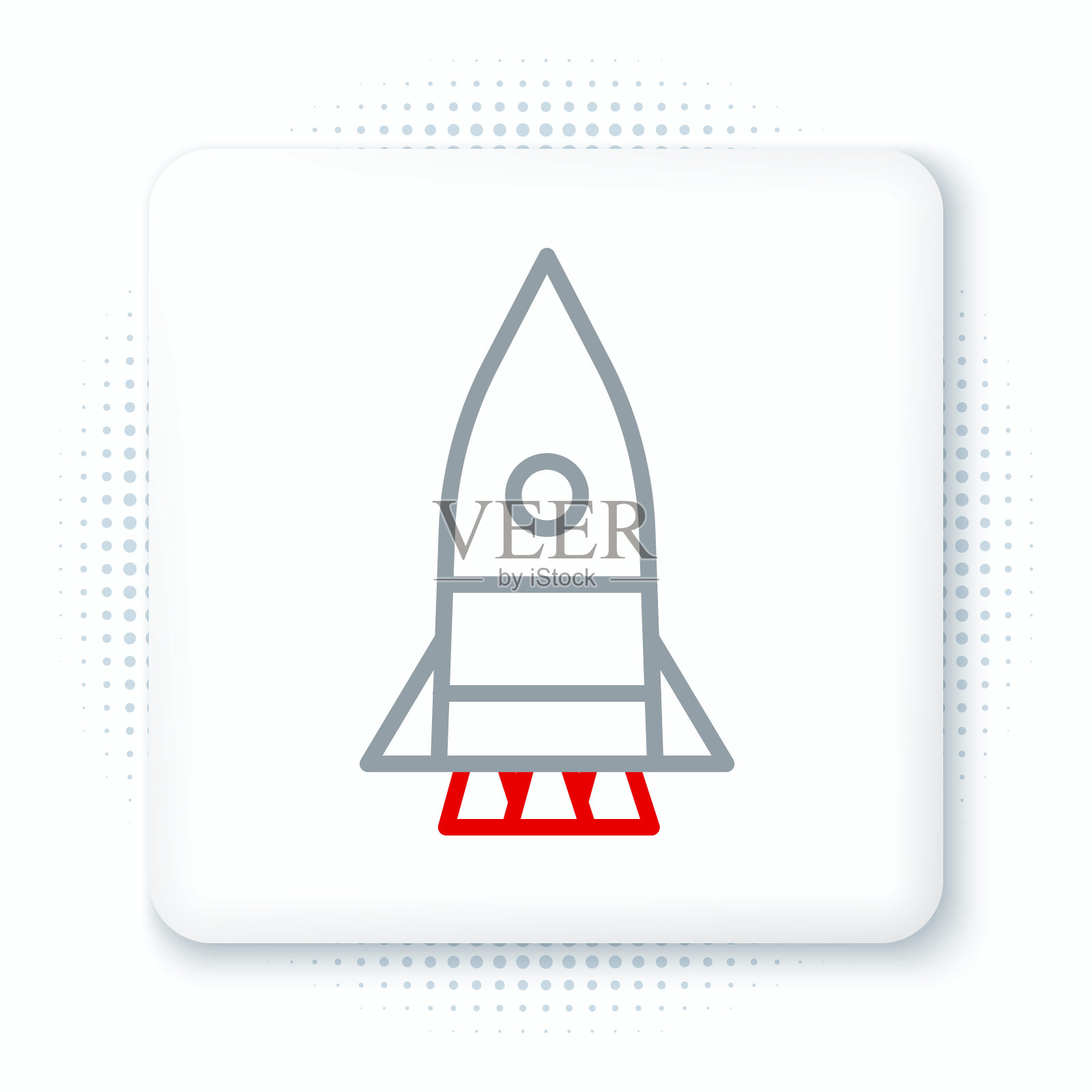 线火箭船图标孤立的白色背景。太空旅行。色彩缤纷的轮廓概念。向量插画图片素材