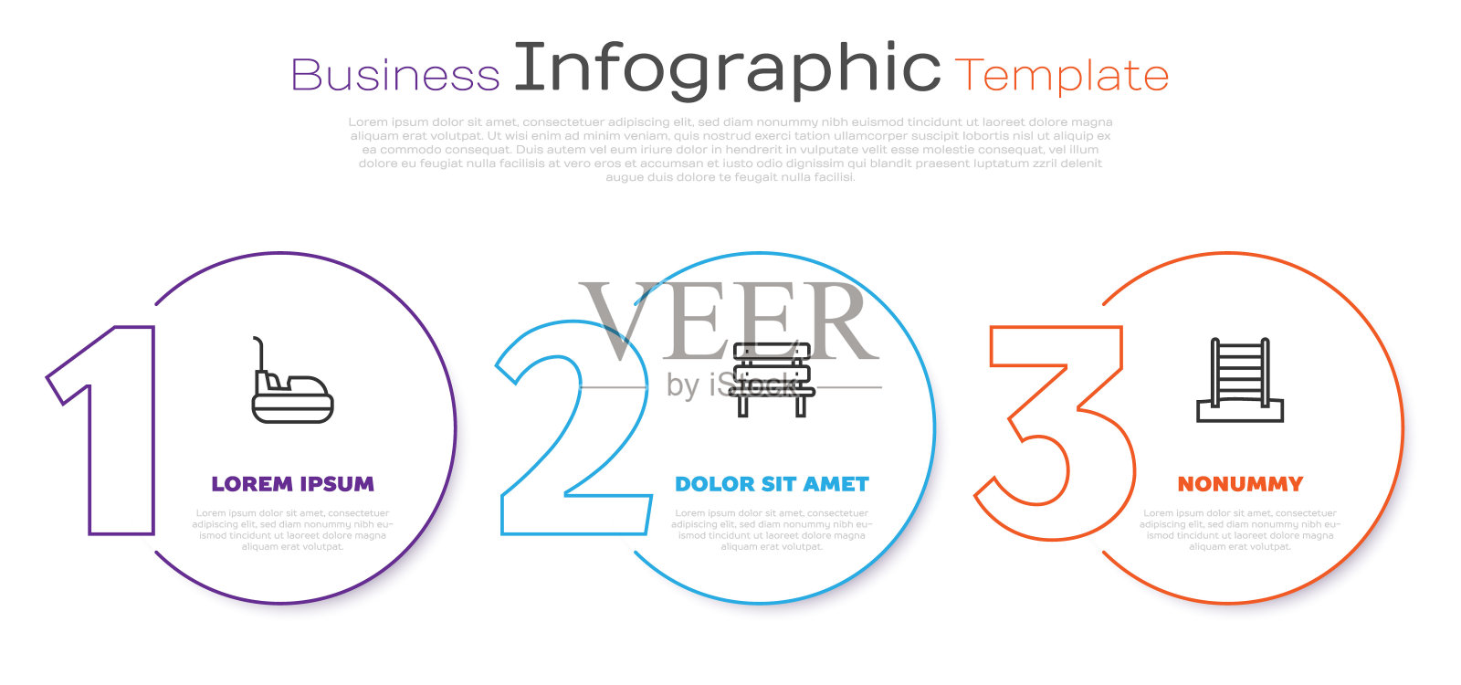 设有碰碰车，长凳和瑞典墙。业务信息图表模板。向量插画图片素材
