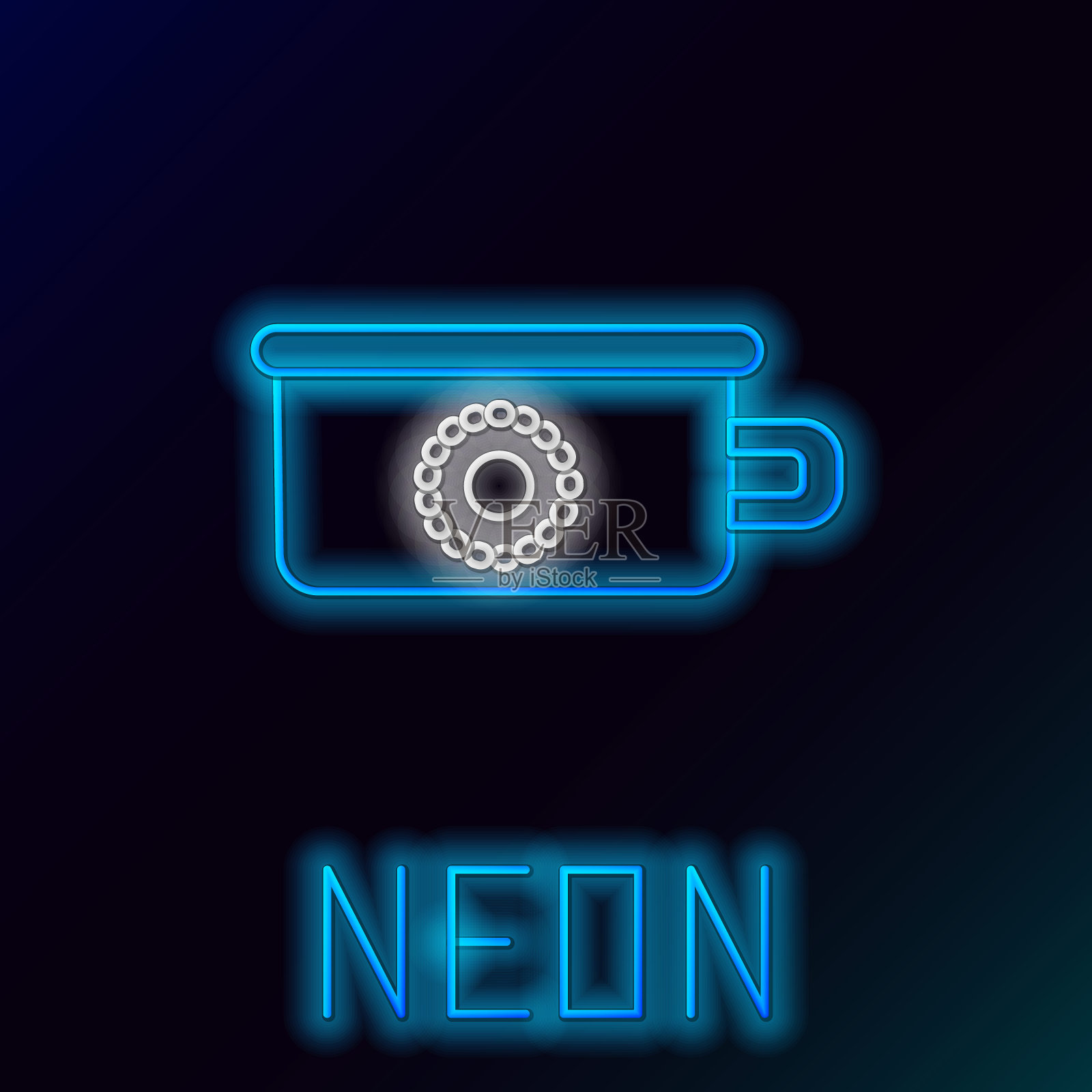 发光的霓虹灯线婴儿便盆图标孤立的黑色背景。夜壶。彩色轮廓概念。向量插画图片素材