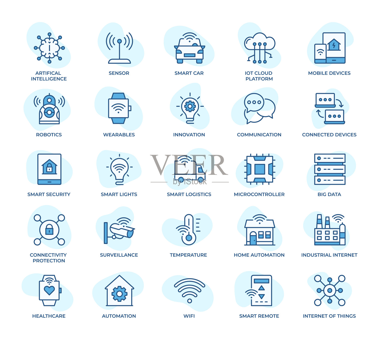 物联网和智能技术图标集插画图片素材
