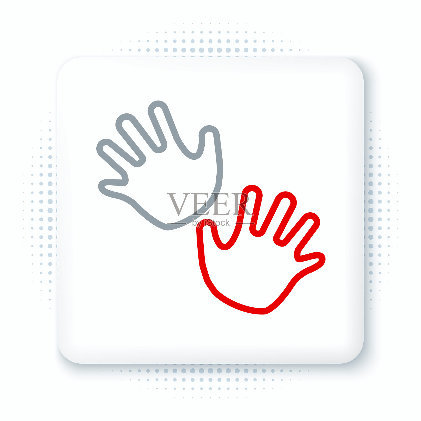 线宝宝的手打印图标孤立在白色背景上。色彩缤纷的轮廓概念。向量插画图片素材