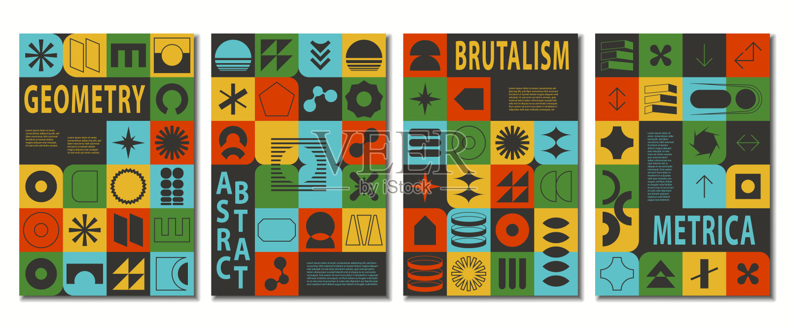 几何野兽派彩色海报集合插画图片素材