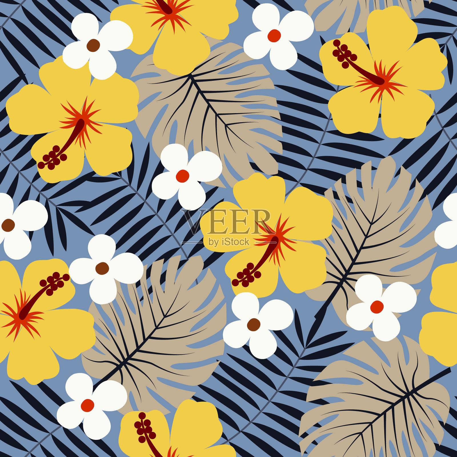 芙蓉无缝花纹。插画图片素材