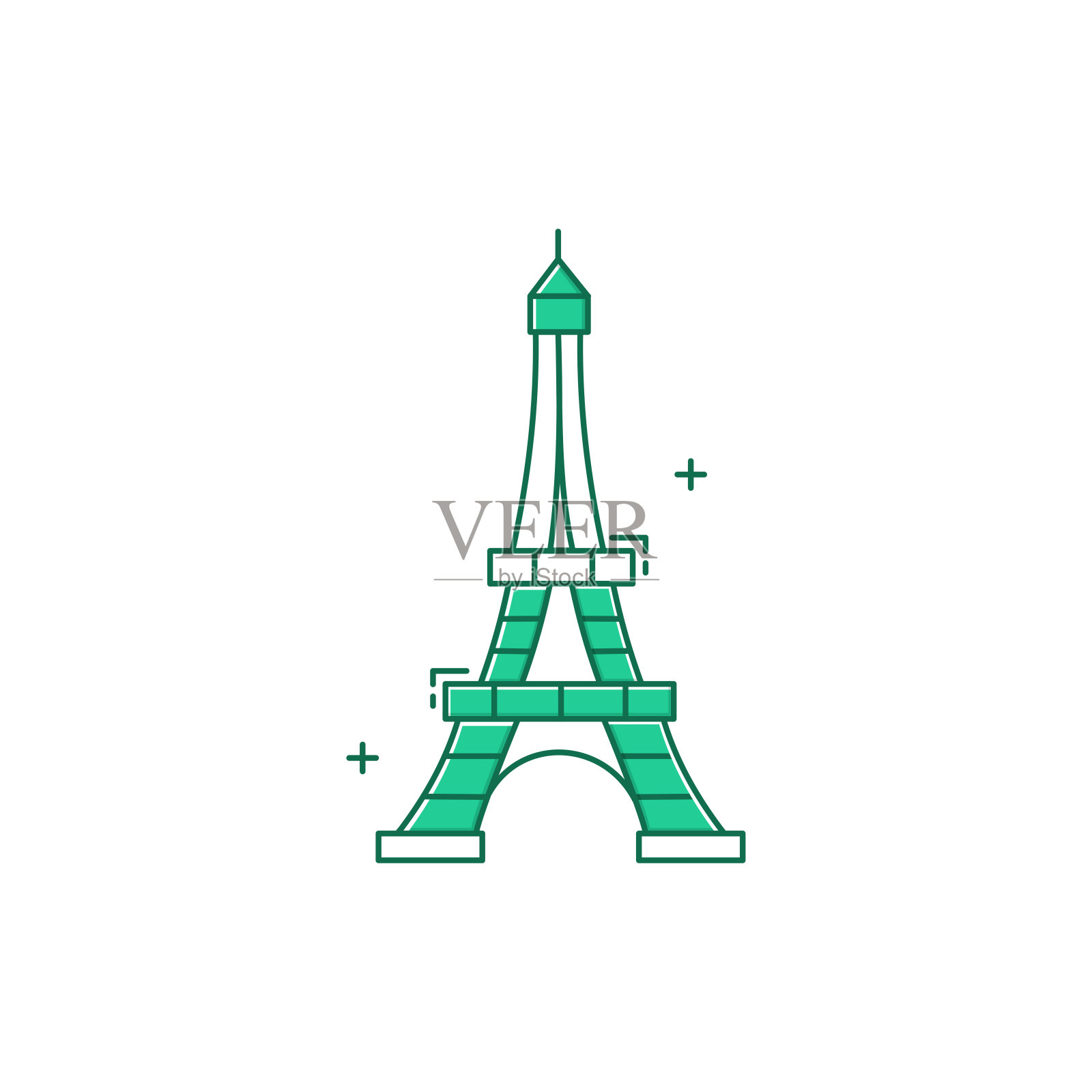 标志性的埃菲尔铁塔矢量插图图标设计插画图片素材