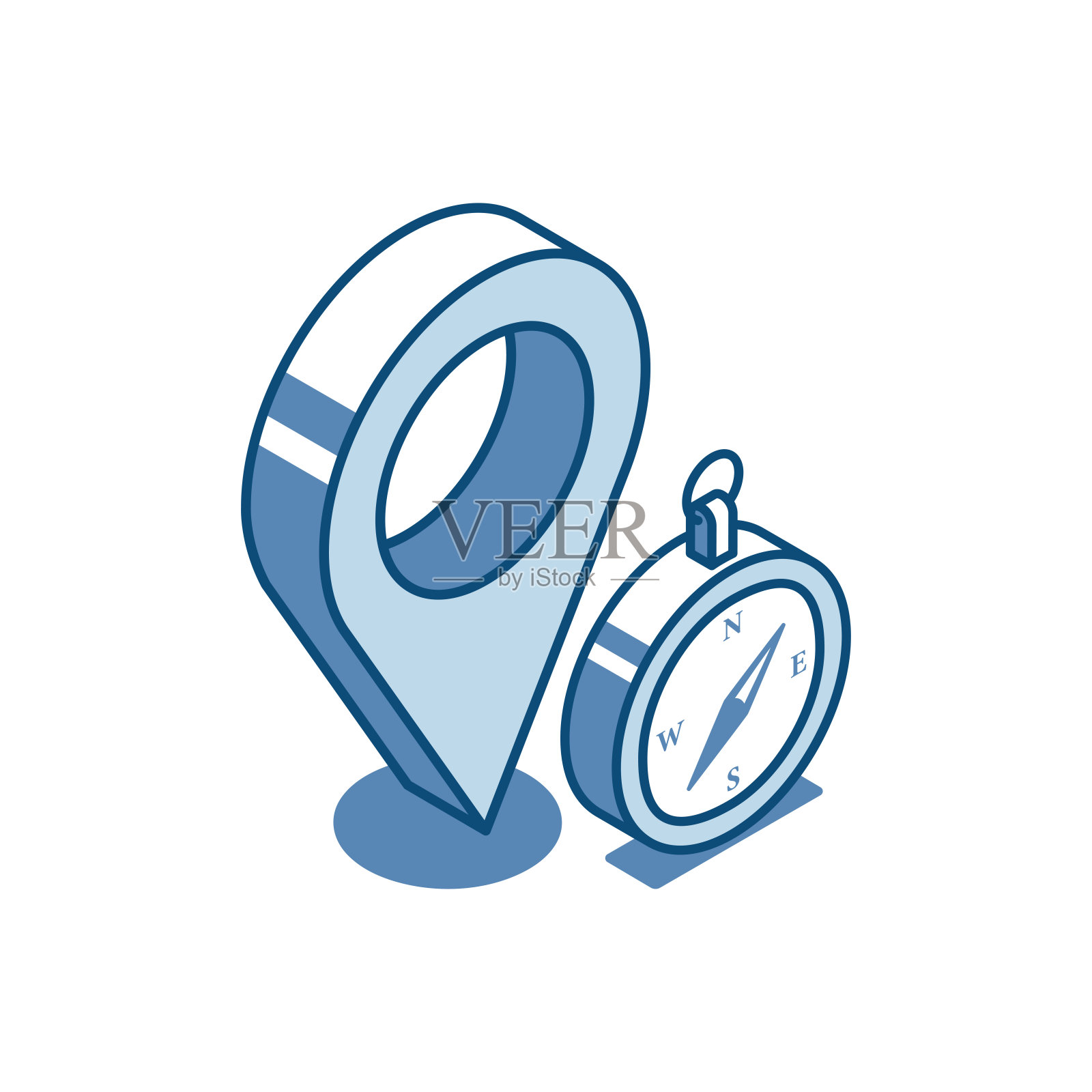 指南针和位置线性图标插画图片素材