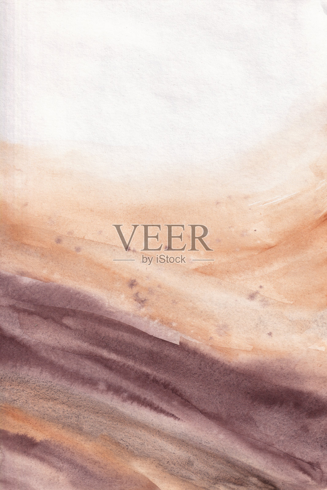 大地色调抽象手绘水彩画。中性米色流动墨水波西米亚背景海报，墙壁艺术，横幅，邀请插画图片素材