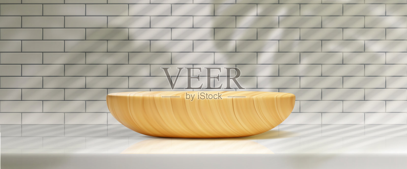 3d木质厨房台面，用于产品展示插画图片素材