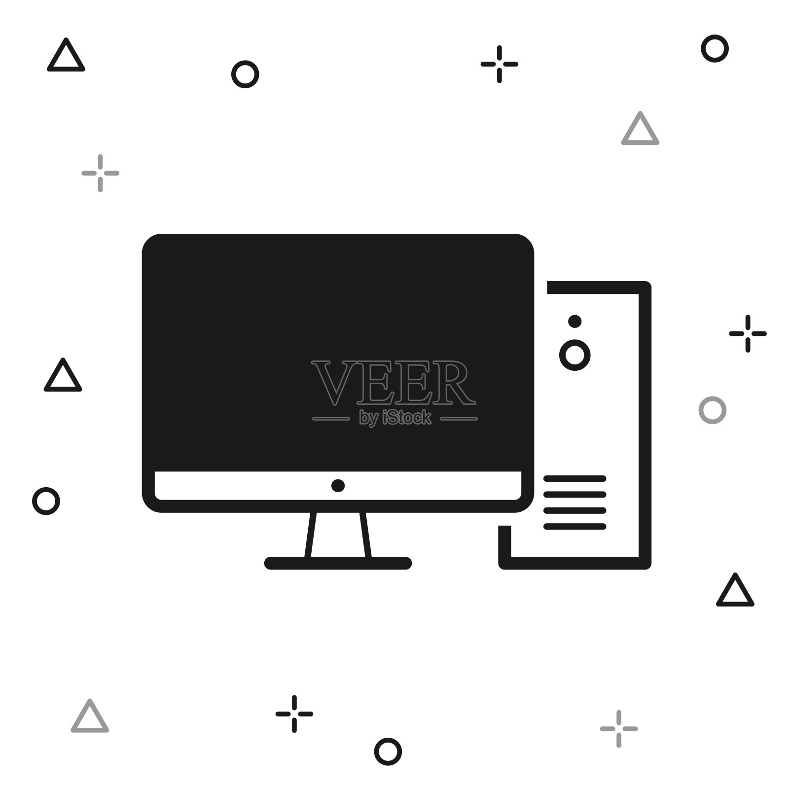 台式电脑。白色背景图标插画图片素材