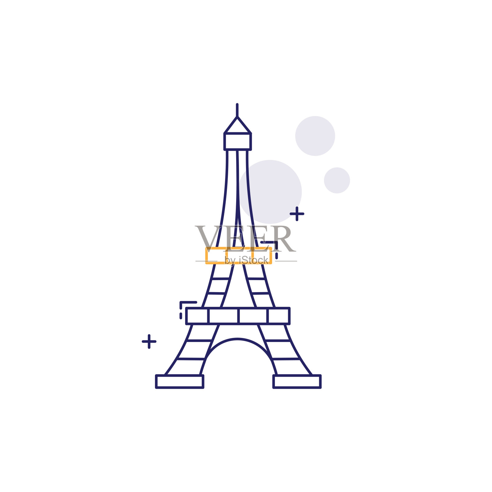标志性的埃菲尔铁塔矢量插图图标设计插画图片素材