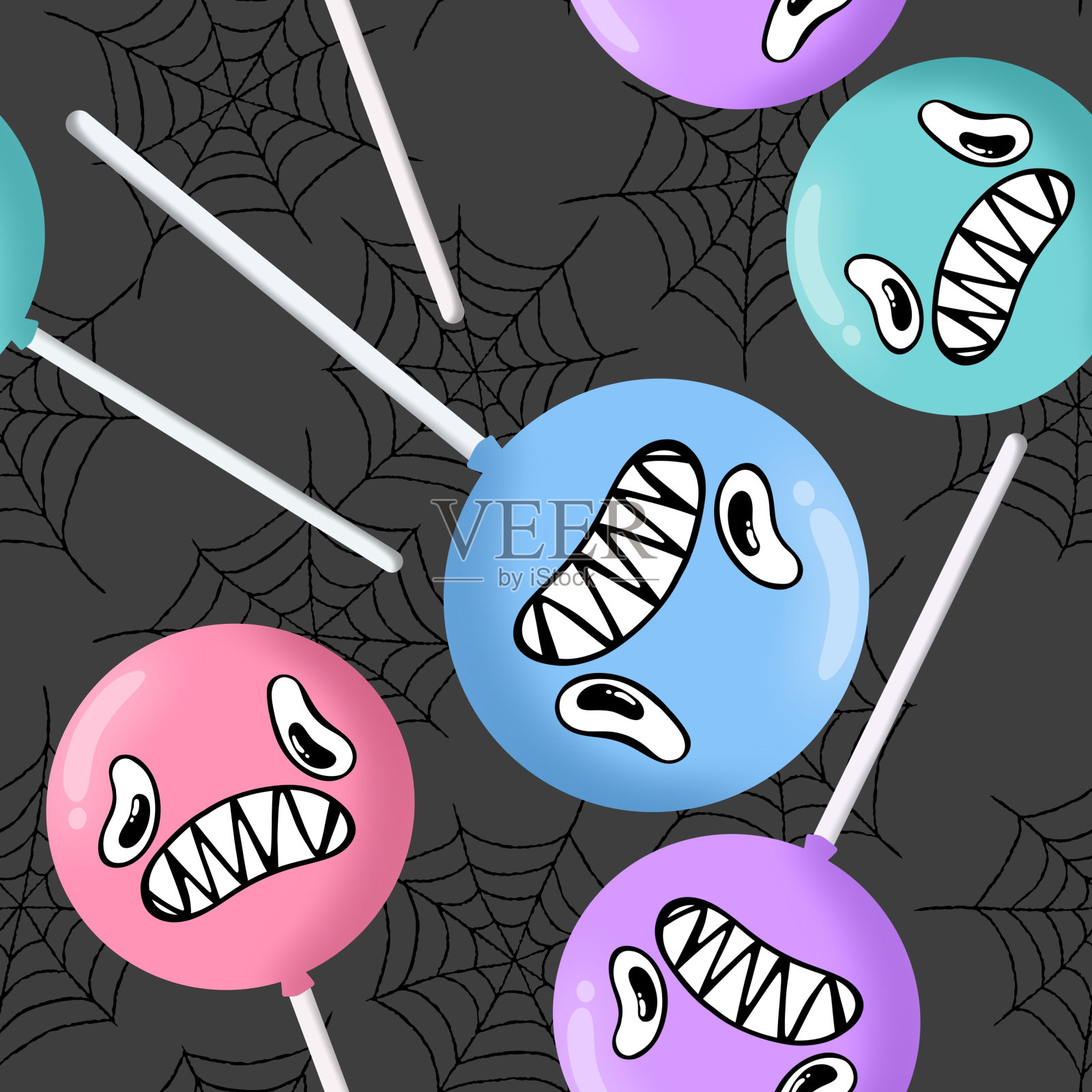 万圣节无缝糖果图案用于织物和纺织品及包装插画图片素材