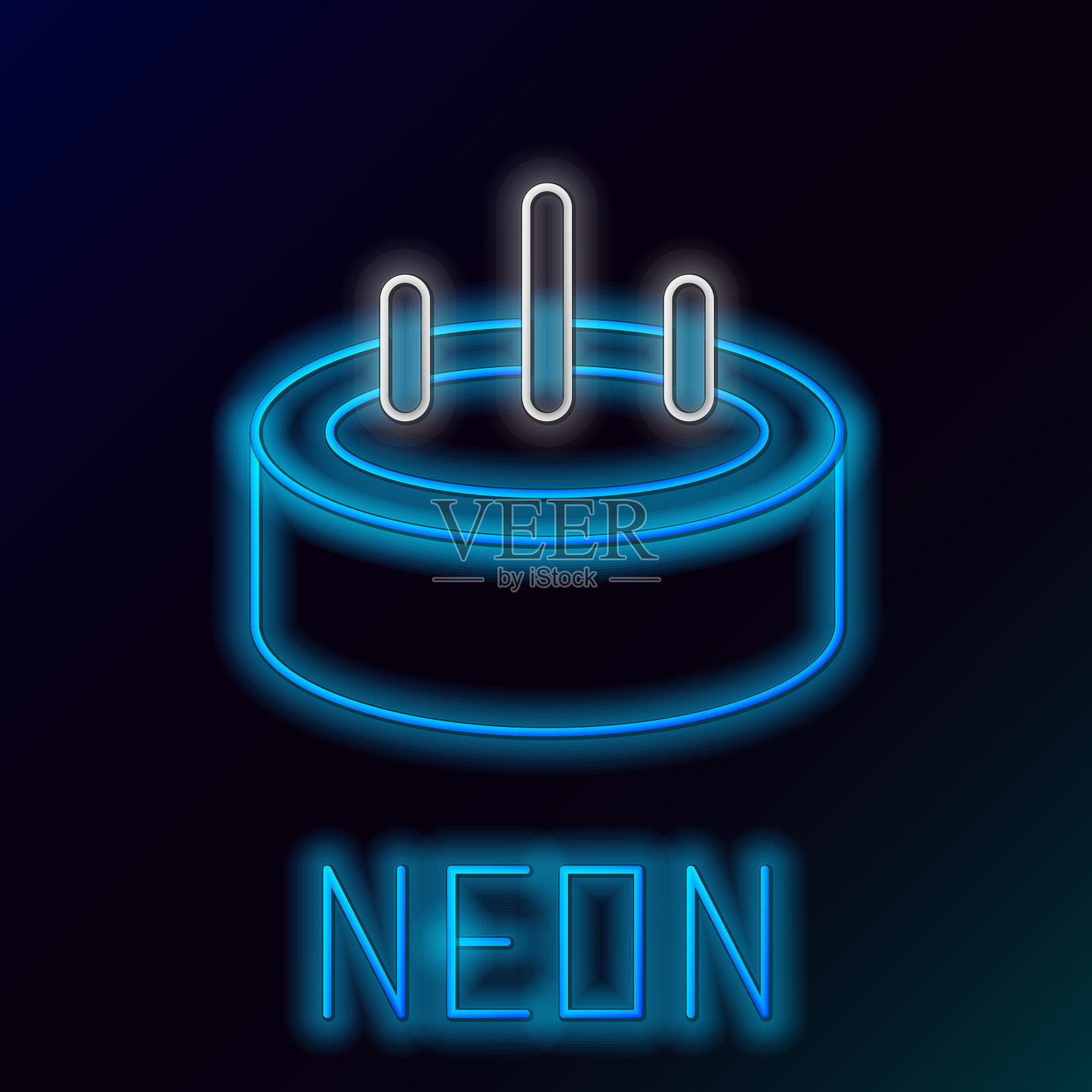 发光的霓虹灯线游泳池与梯子图标孤立的黑色背景。色彩缤纷的轮廓概念。向量插画图片素材