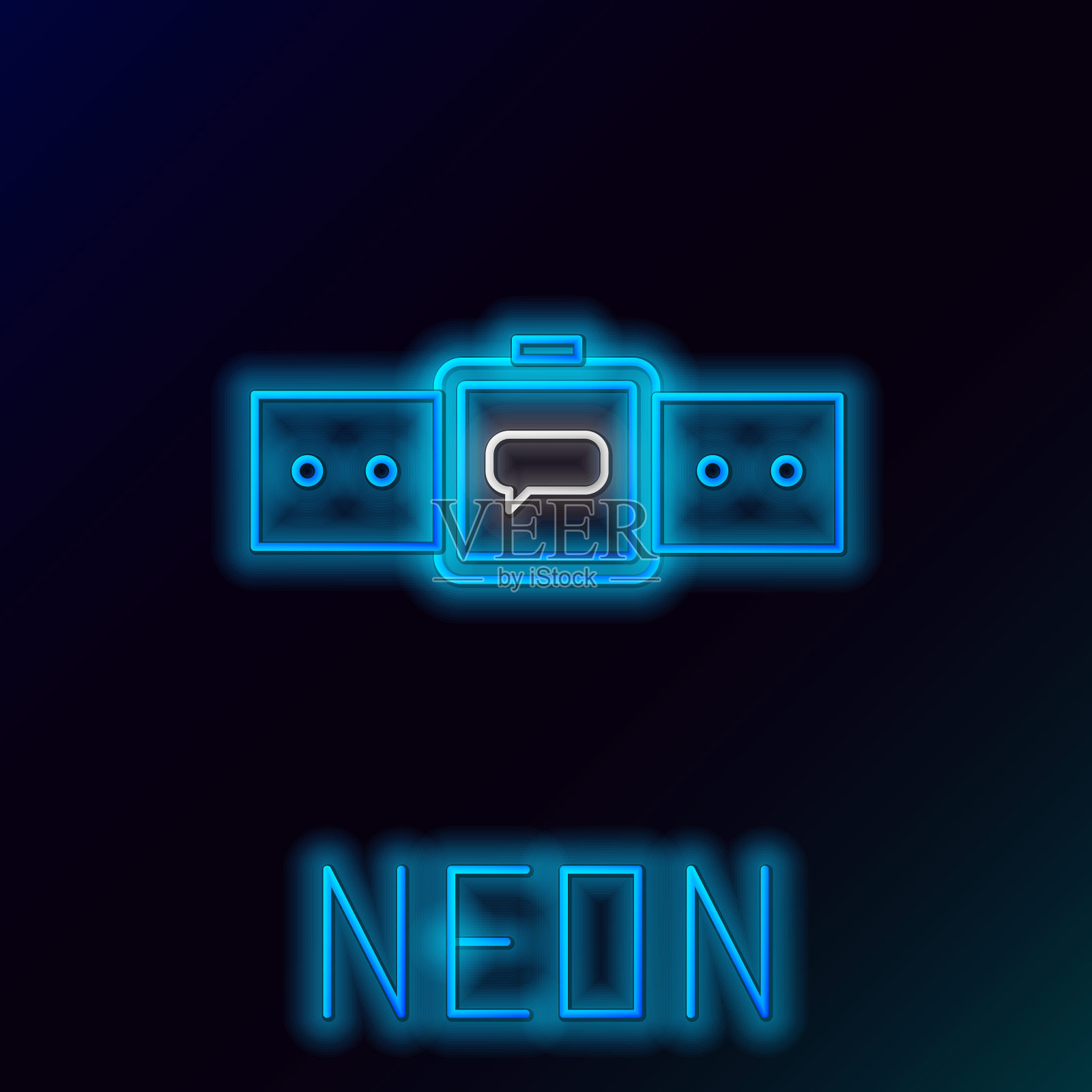 发光的霓虹灯线智能手表图标孤立的黑色背景。色彩缤纷的轮廓概念。向量插画图片素材