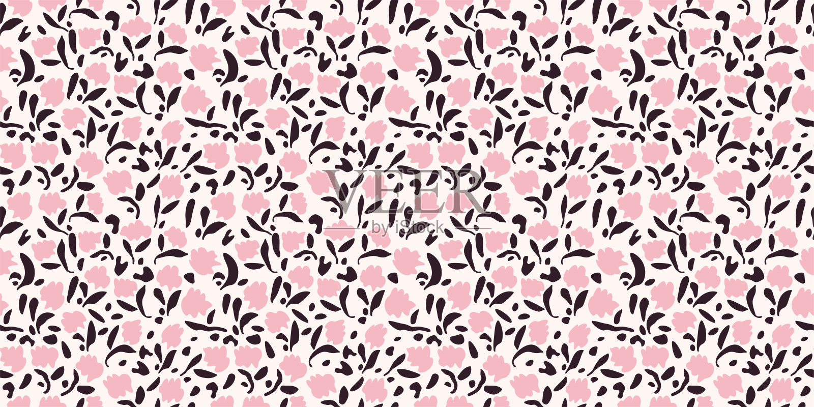 植物插图背景。无缝pattern.Vector。插画图片素材