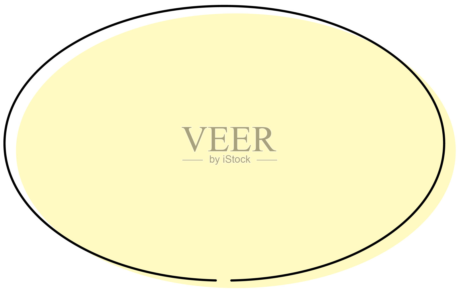 淡黄色椭圆形或椭圆形背景和黑色线条框架插画图片素材