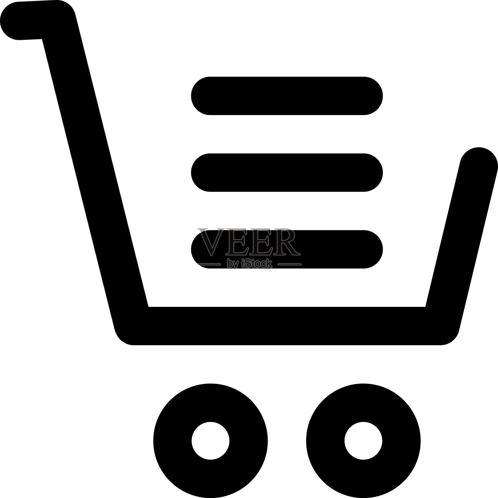 购物车图标与堆栈或列表图标插画图片素材