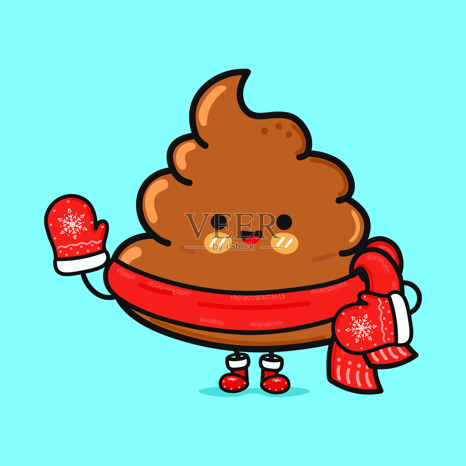 搞笑微笑快乐大便圣诞插画图片素材