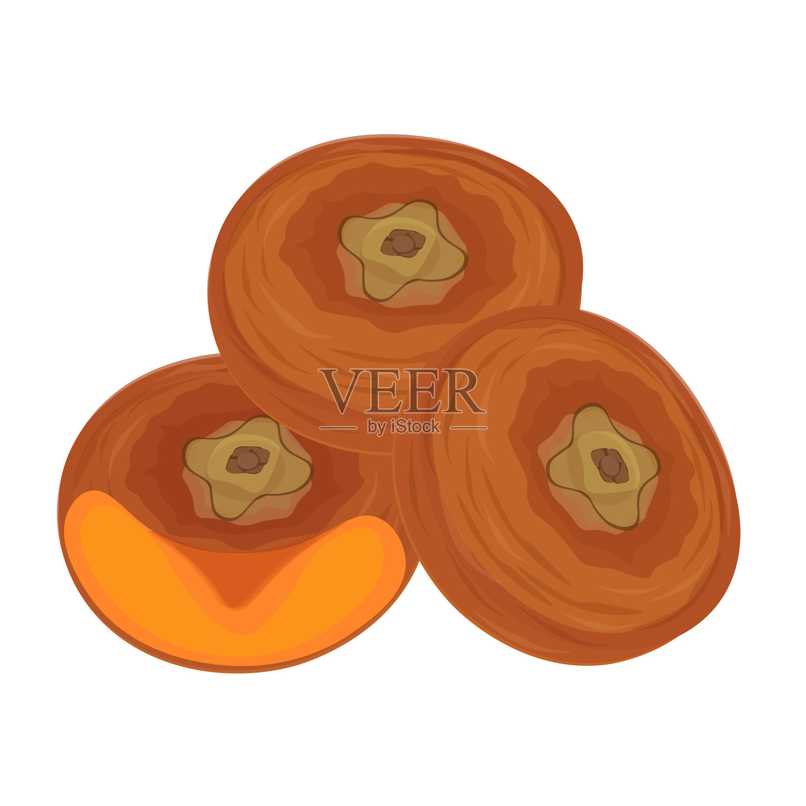 一堆橘子干柿子插画图片素材