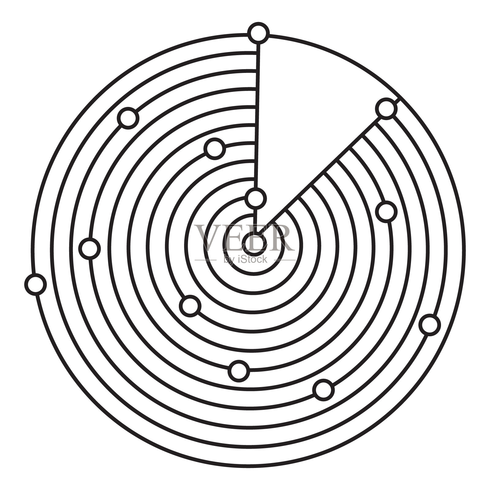 透明雷达屏幕。舰船雷达屏幕军用声纳监视器，军用目标探测系统矢量显示插画图片素材