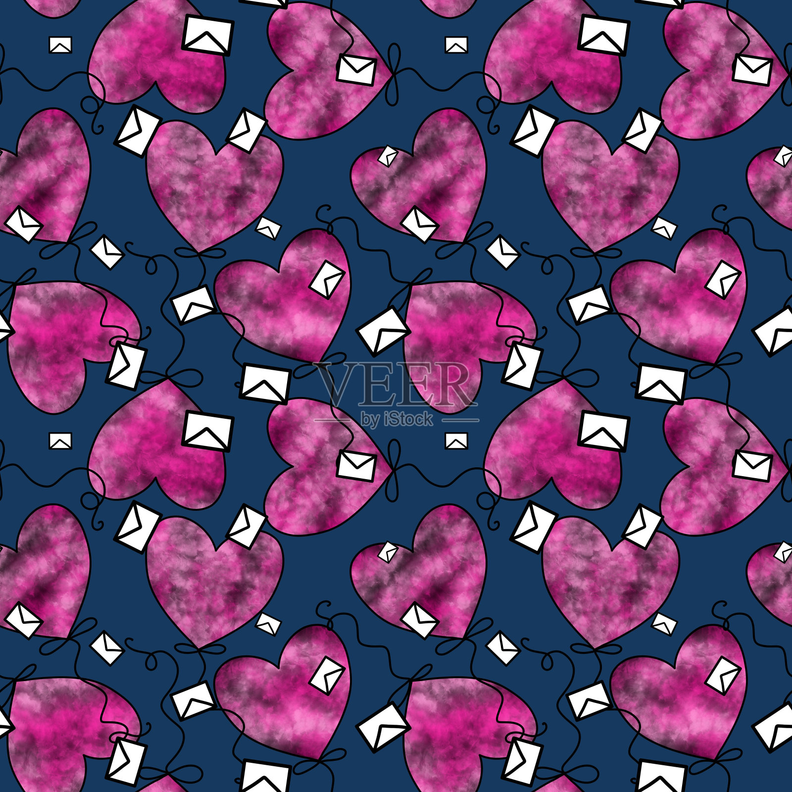 生日气球为无缝卡通图案的包装纸和织物插画图片素材