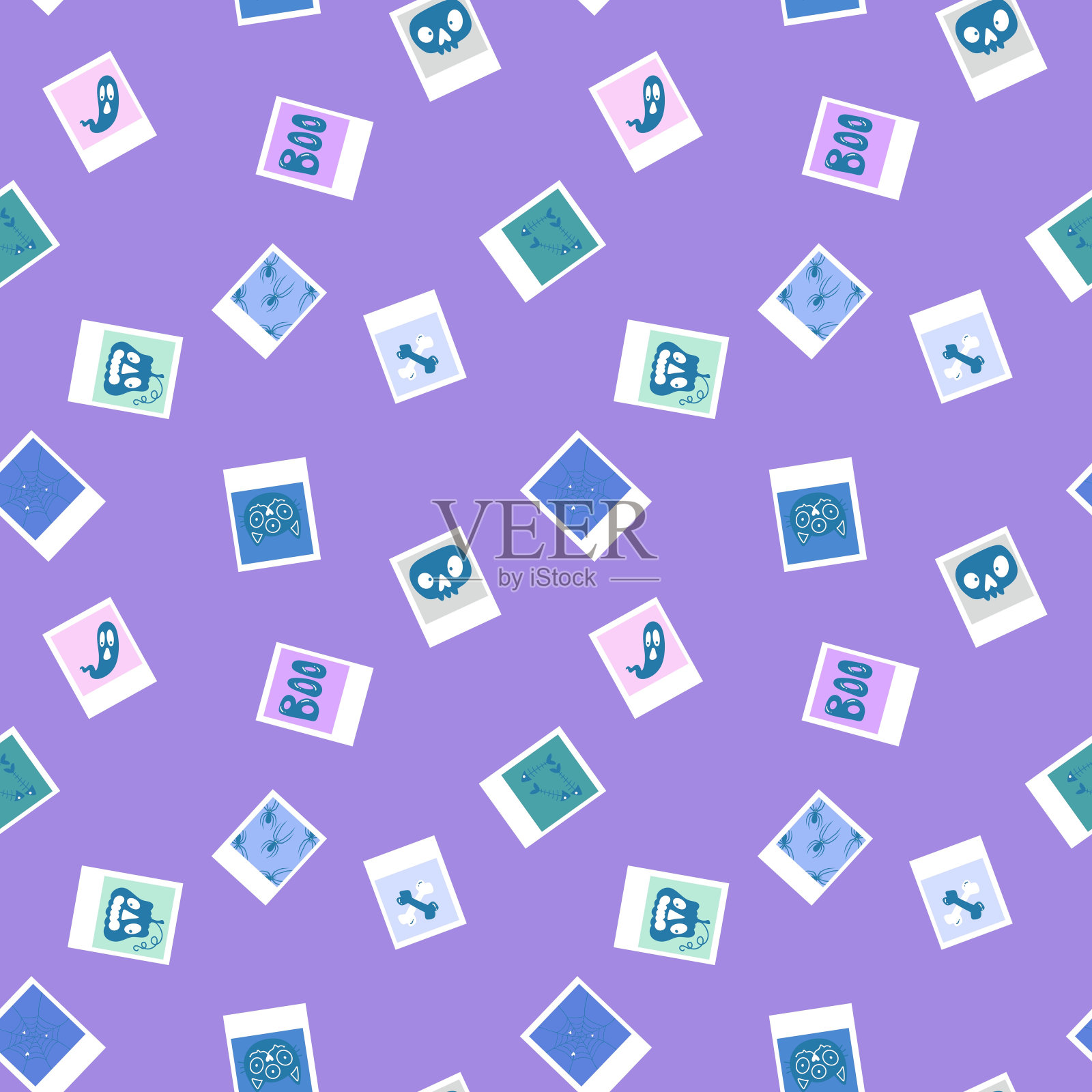 万圣节怪物无缝图案用于织物和纺织品及包装插画图片素材