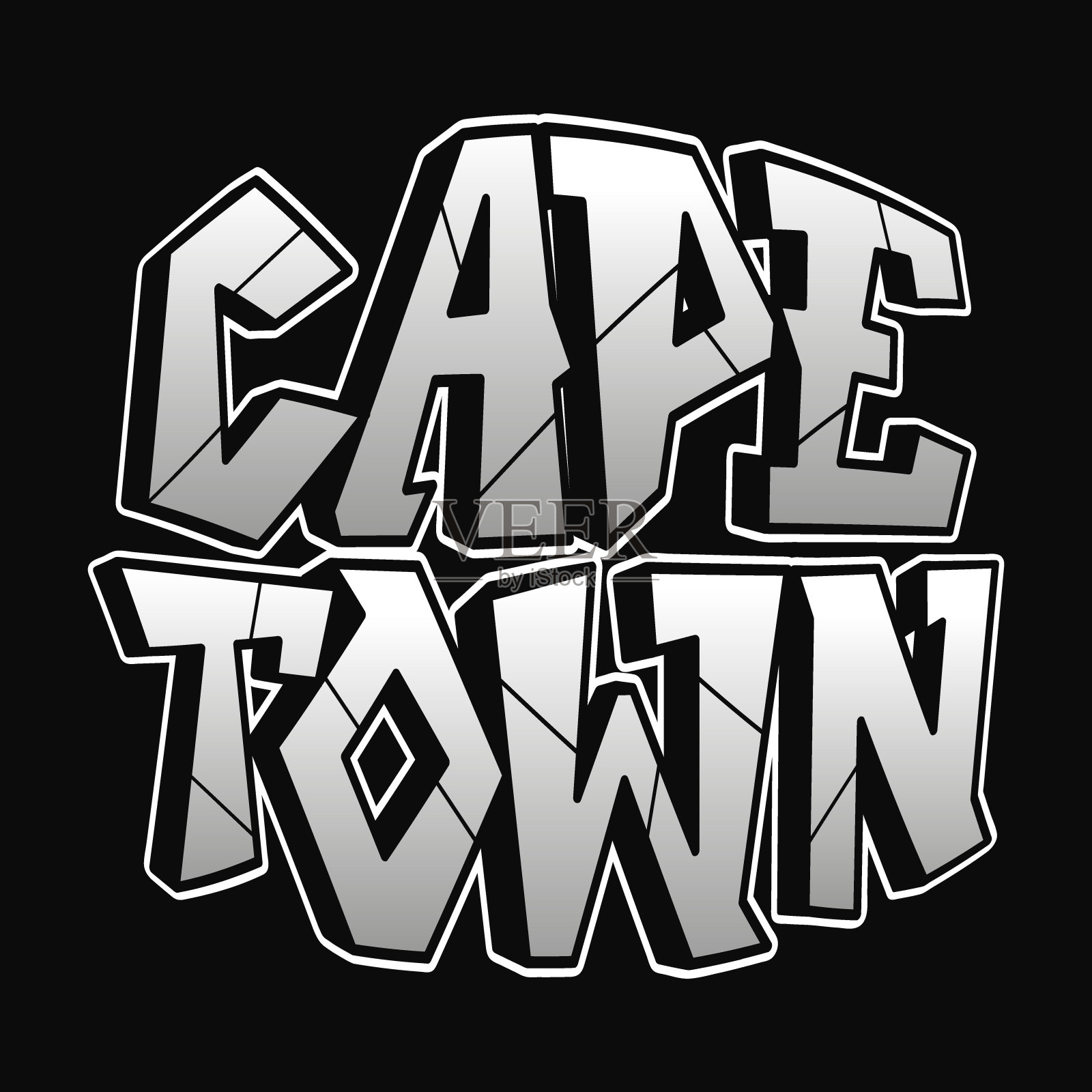 开普敦-单字，字母涂鸦风格插画图片素材