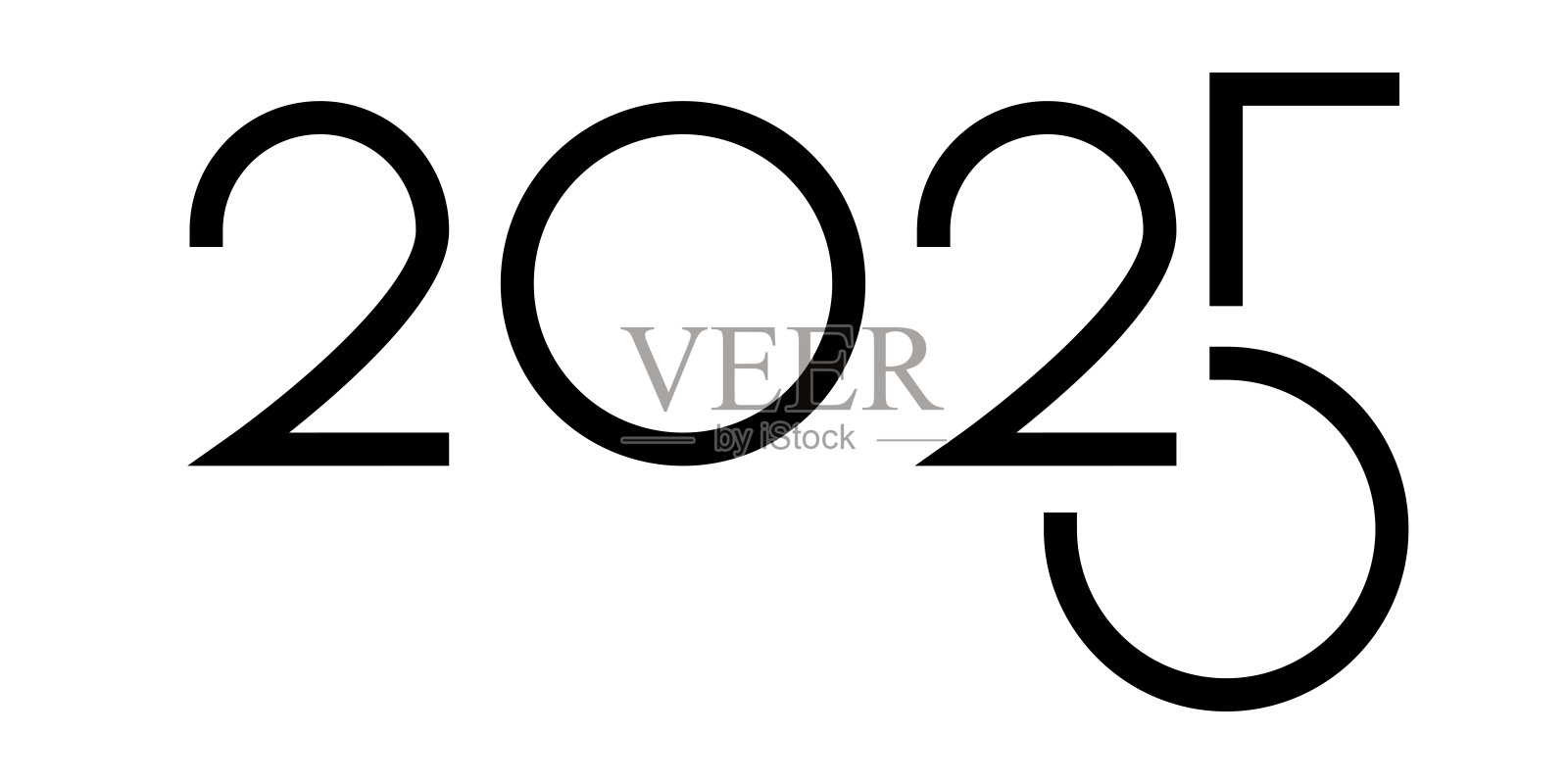 向量。2025年新年快乐标志文字设计。设计模板与2025印刷标志。2025年快乐新年符号收藏。极简主义背景的品牌，横幅，封面，明信片。插画图片素材