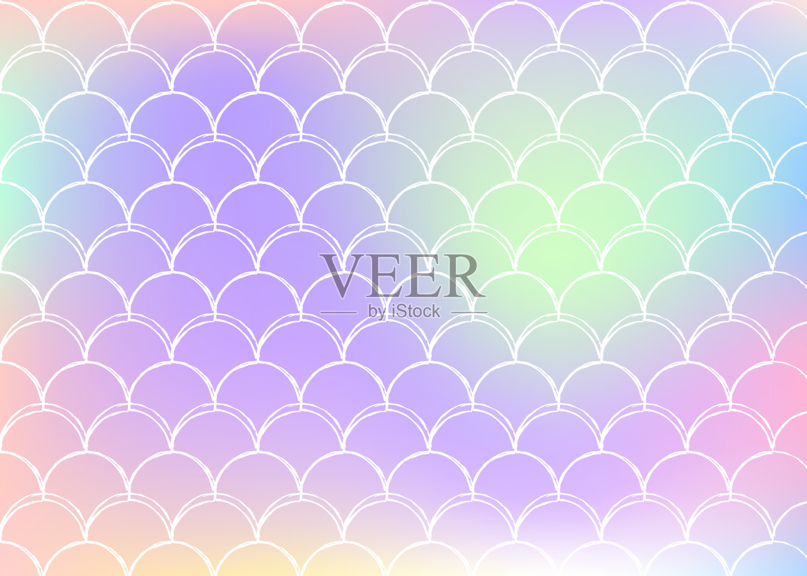 全息美人鱼背景与梯度尺度。插画图片素材