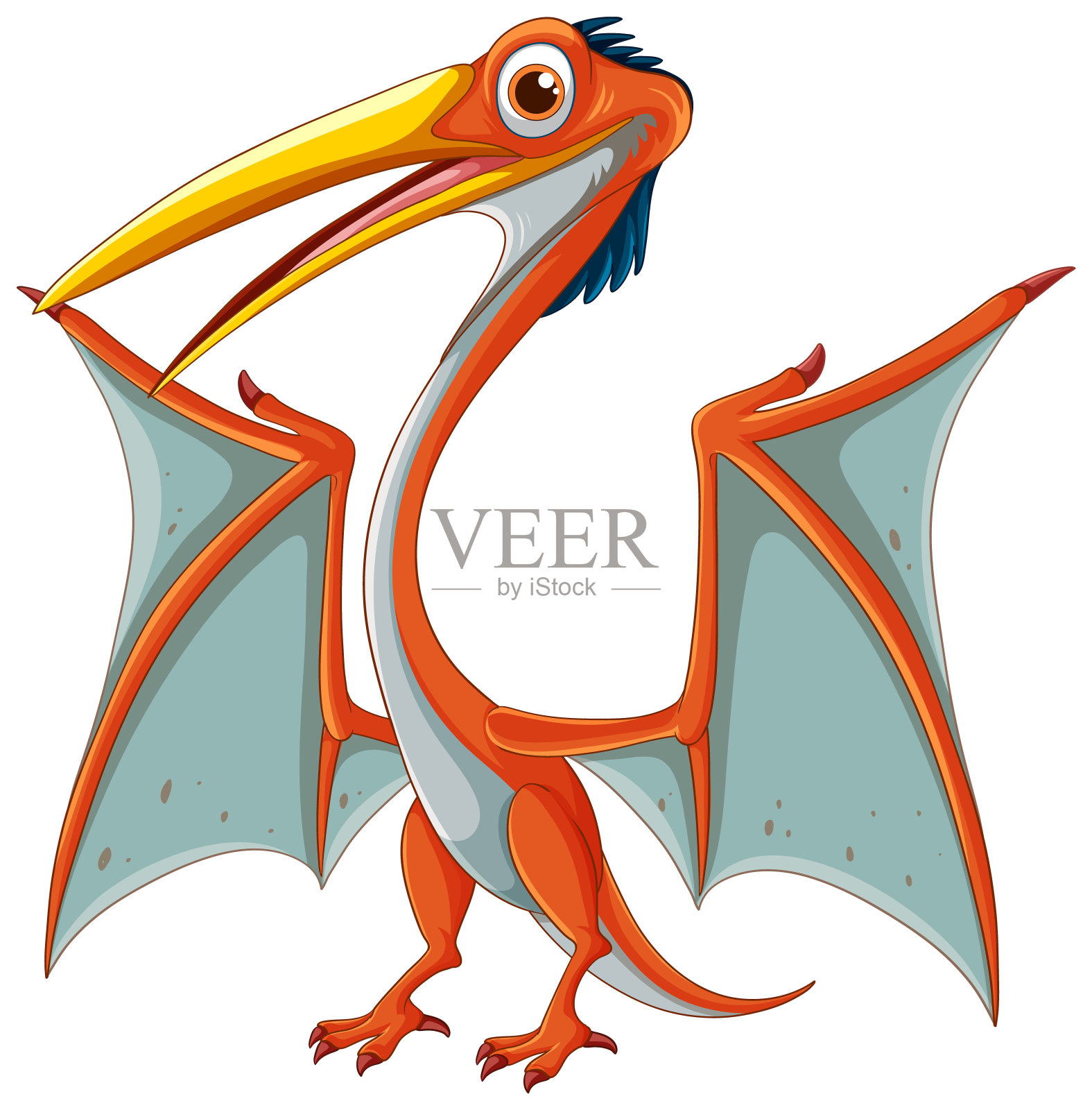 有大翅膀的色彩鲜艳的翼龙插画图片素材