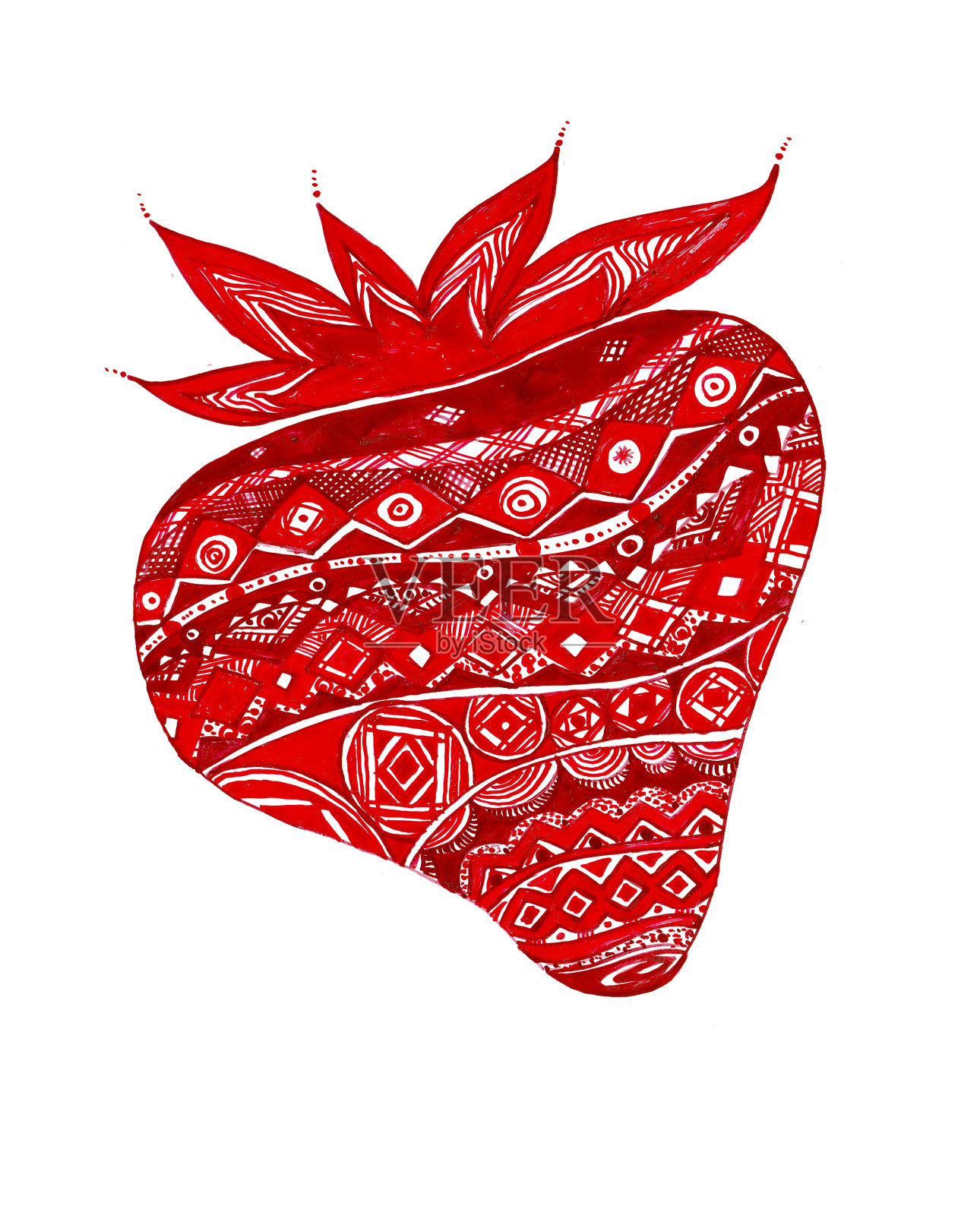 草莓的风格化插图。红色的颜色。孤立在白色背景上。涂鸦。插画图片素材