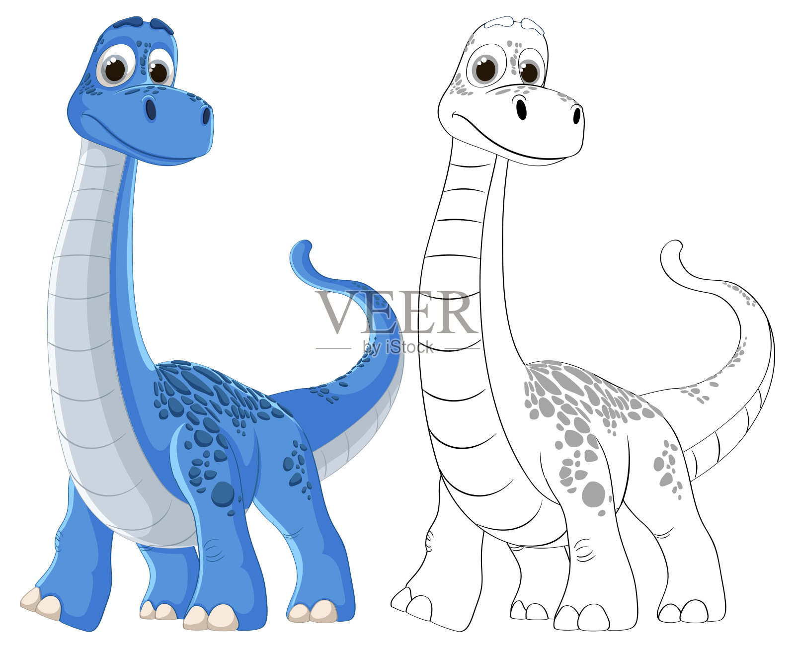 五颜六色、轮廓分明的恐龙人物站在一起插画图片素材