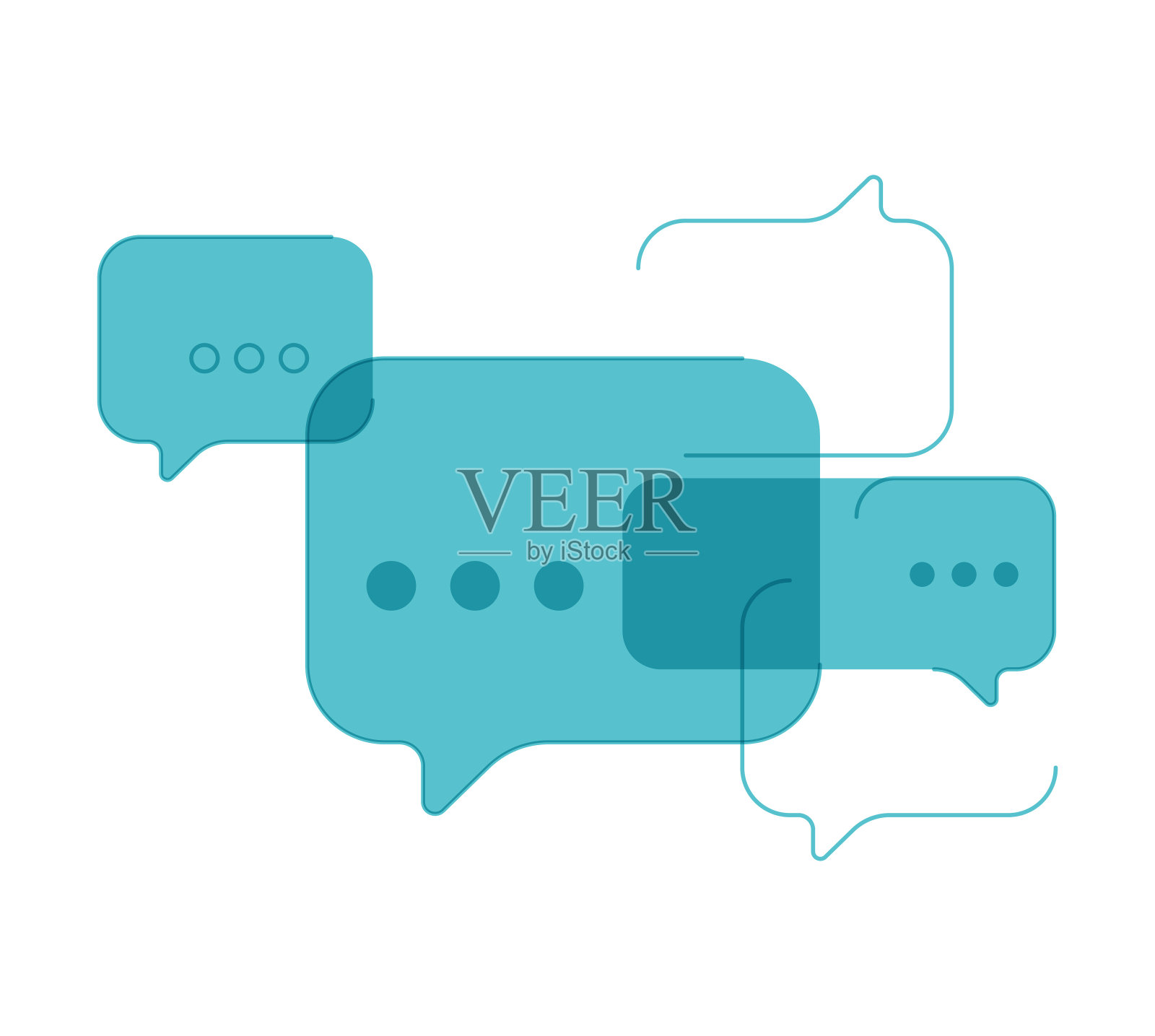 演讲泡泡思想气球细线设计插画图片素材