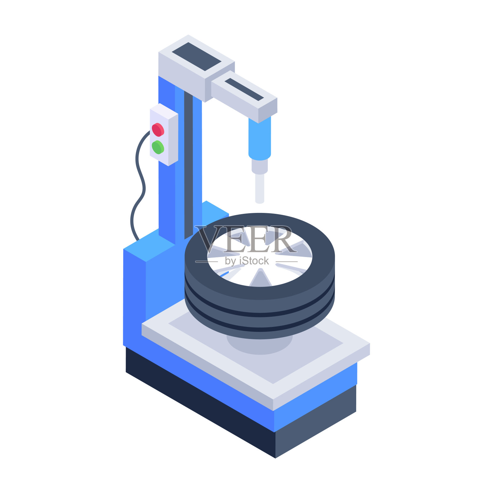 易于编辑轮胎穿刺机的等距图标插画图片素材