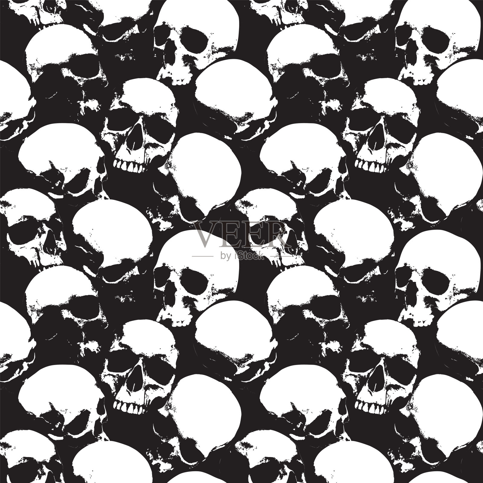 人类头骨的无缝图案插画图片素材