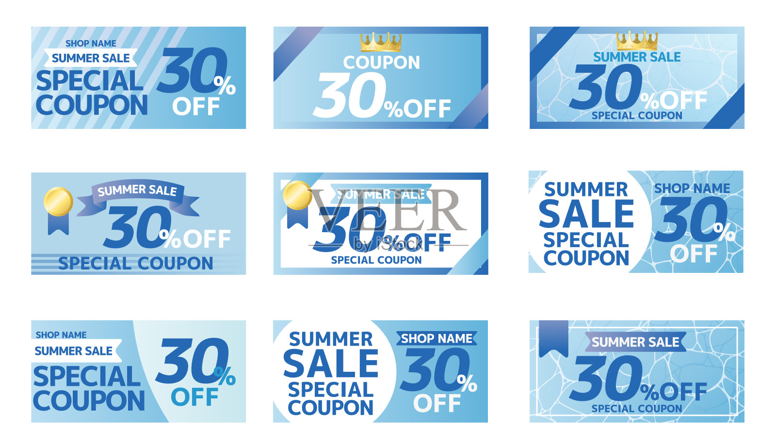 矢量集夏季销售优惠券横幅插画图片素材