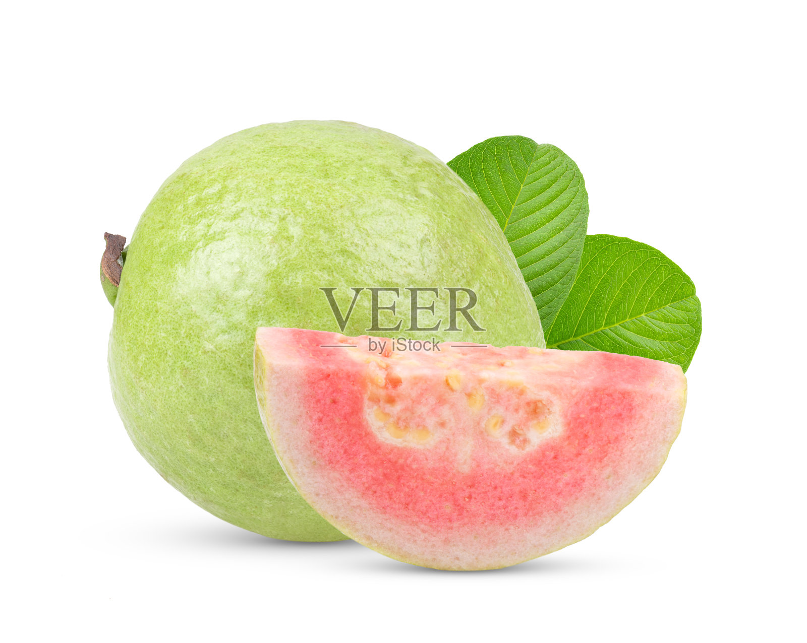 白色背景上孤立的粉红色番石榴照片摄影图片