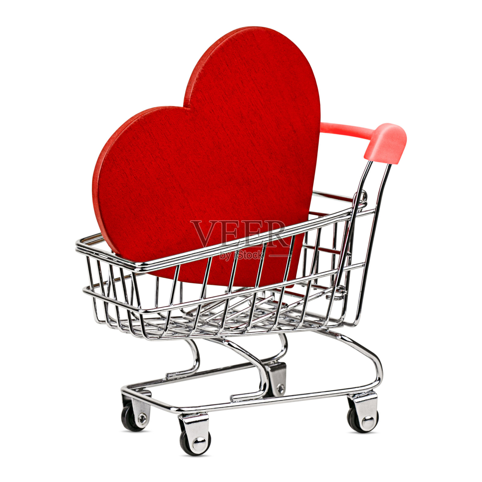 迷你购物车里的红心照片摄影图片
