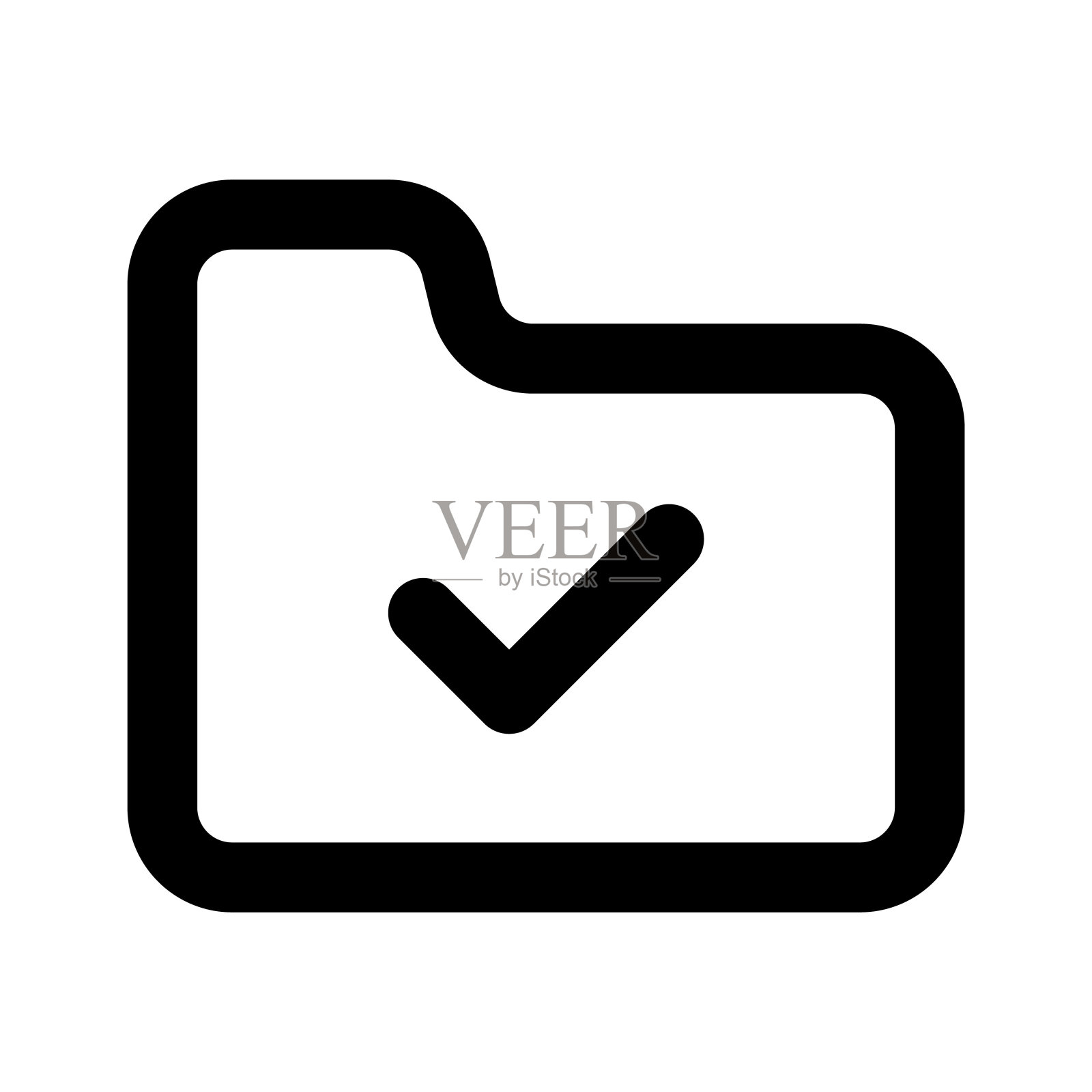 文件夹上的勾号标志表示现代风格的批准文件夹图标。插画图片素材