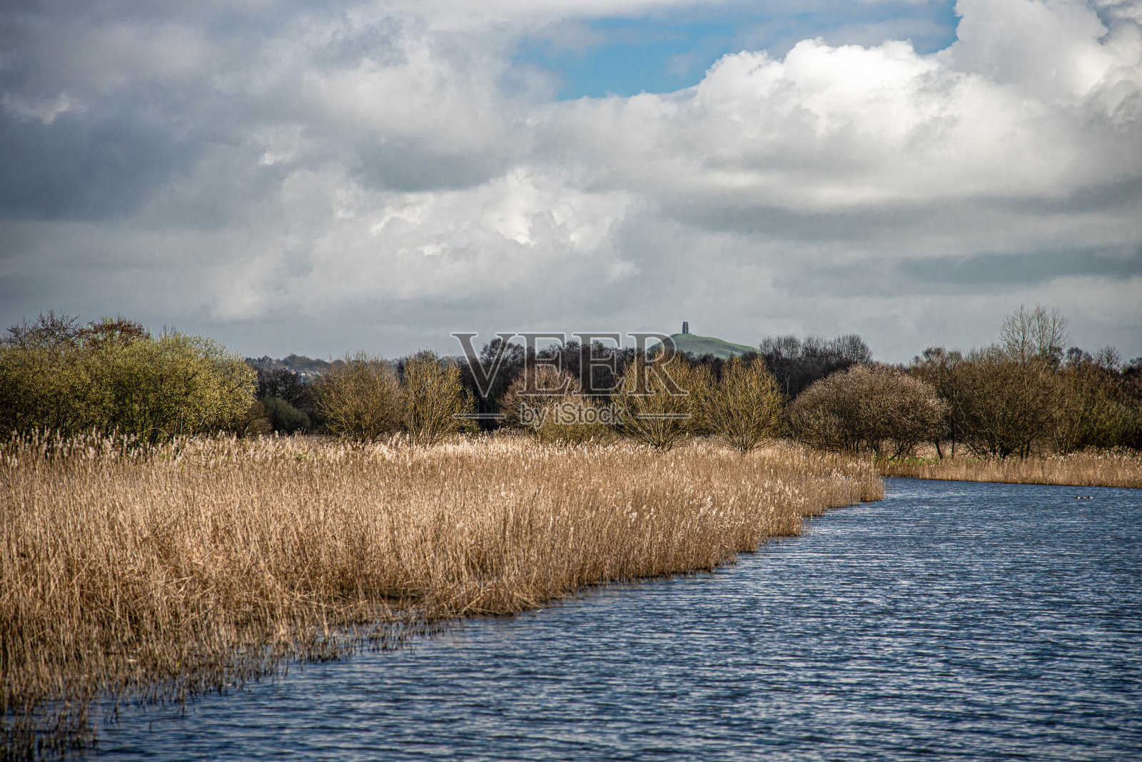 自然保护区的河流。英格兰的萨默塞特。照片摄影图片