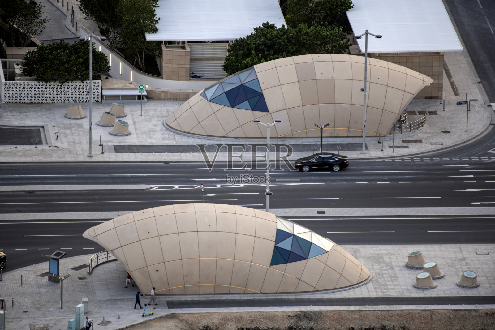 卡塔尔卢赛尔码头航拍照片摄影图片