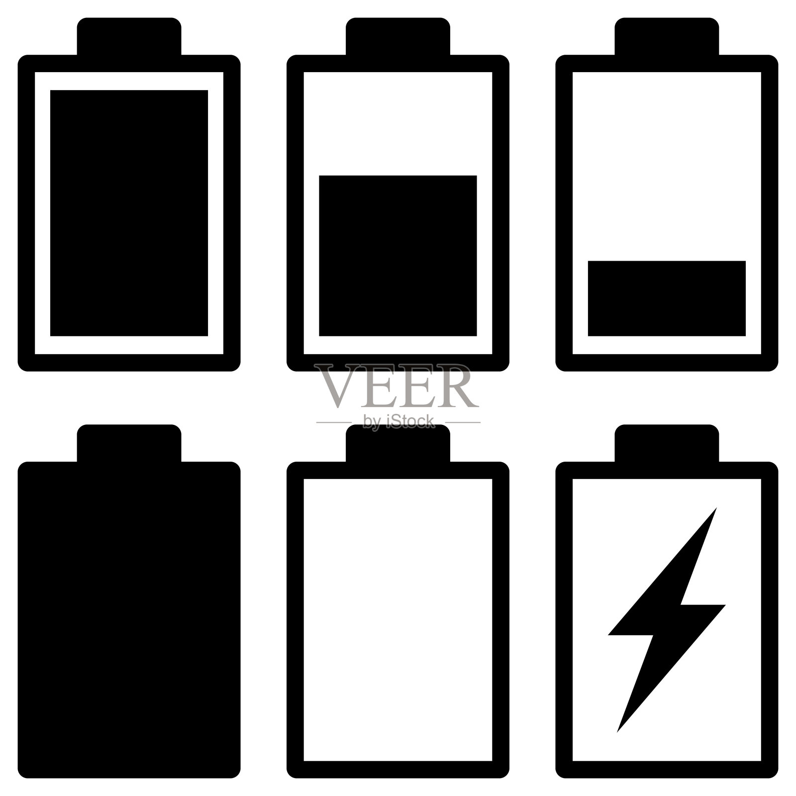 黑色图标表示电池充电状态插画图片素材