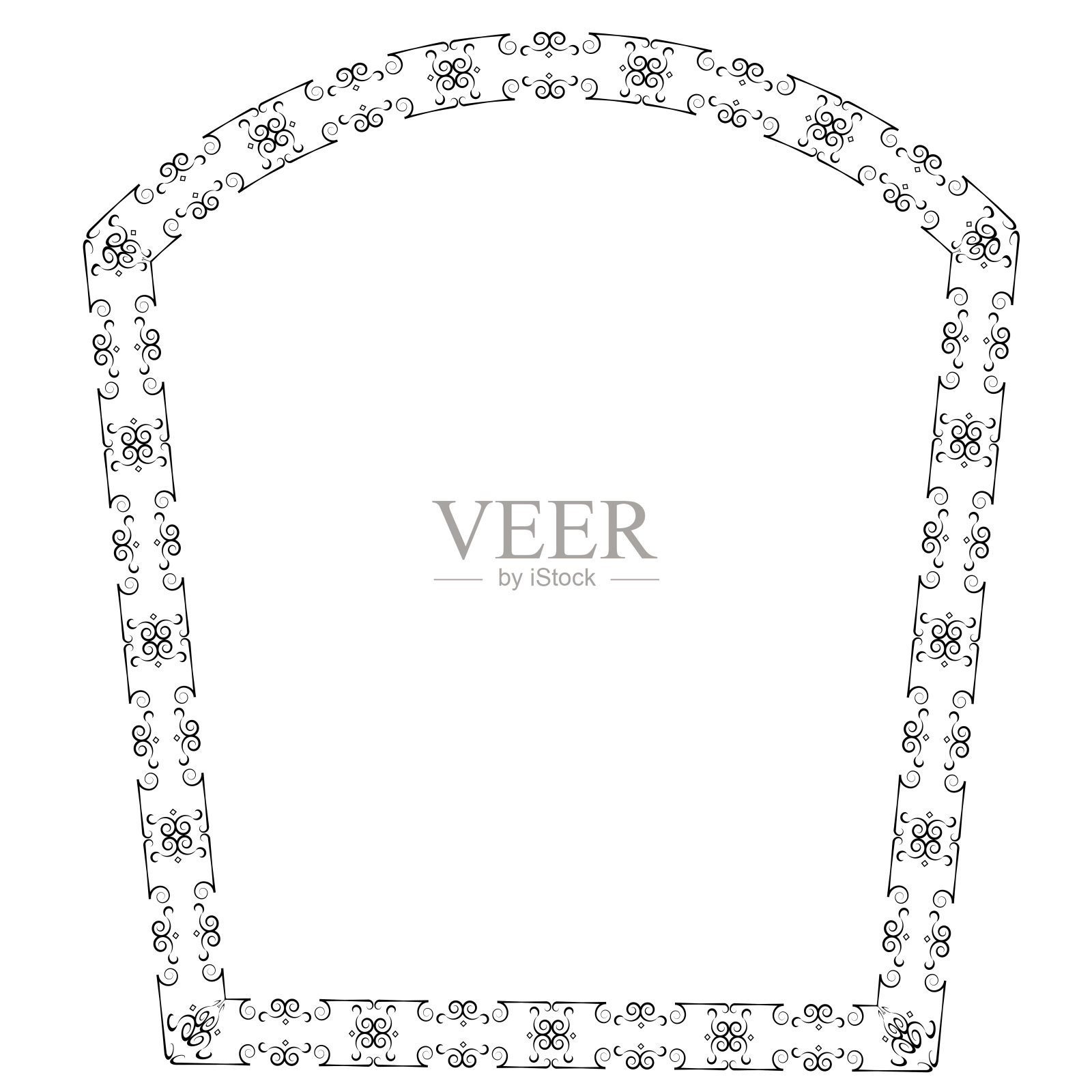 花花环叶方形复古框架花花环叶矢量花边框水平框架图片框架枝月桂植物剪影黑色元素装饰插画图片素材