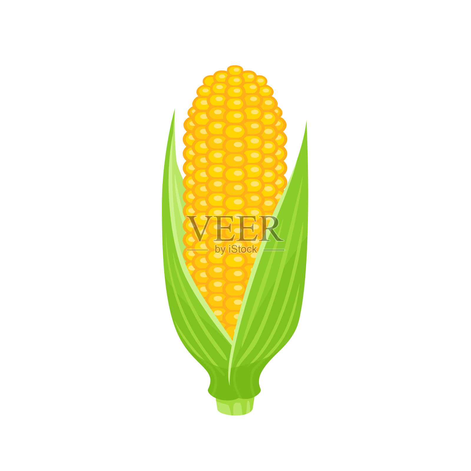 玉米芯矢量图标。卡通甜黄玉米分离。平坦的插图。插画图片素材