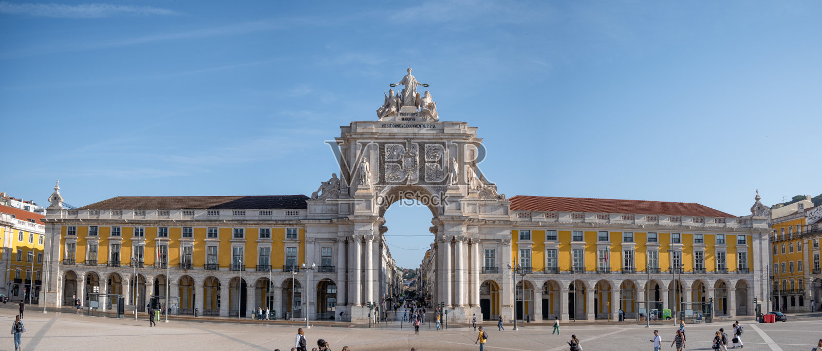 里斯本商业广场的奥古斯塔拱门照片摄影图片