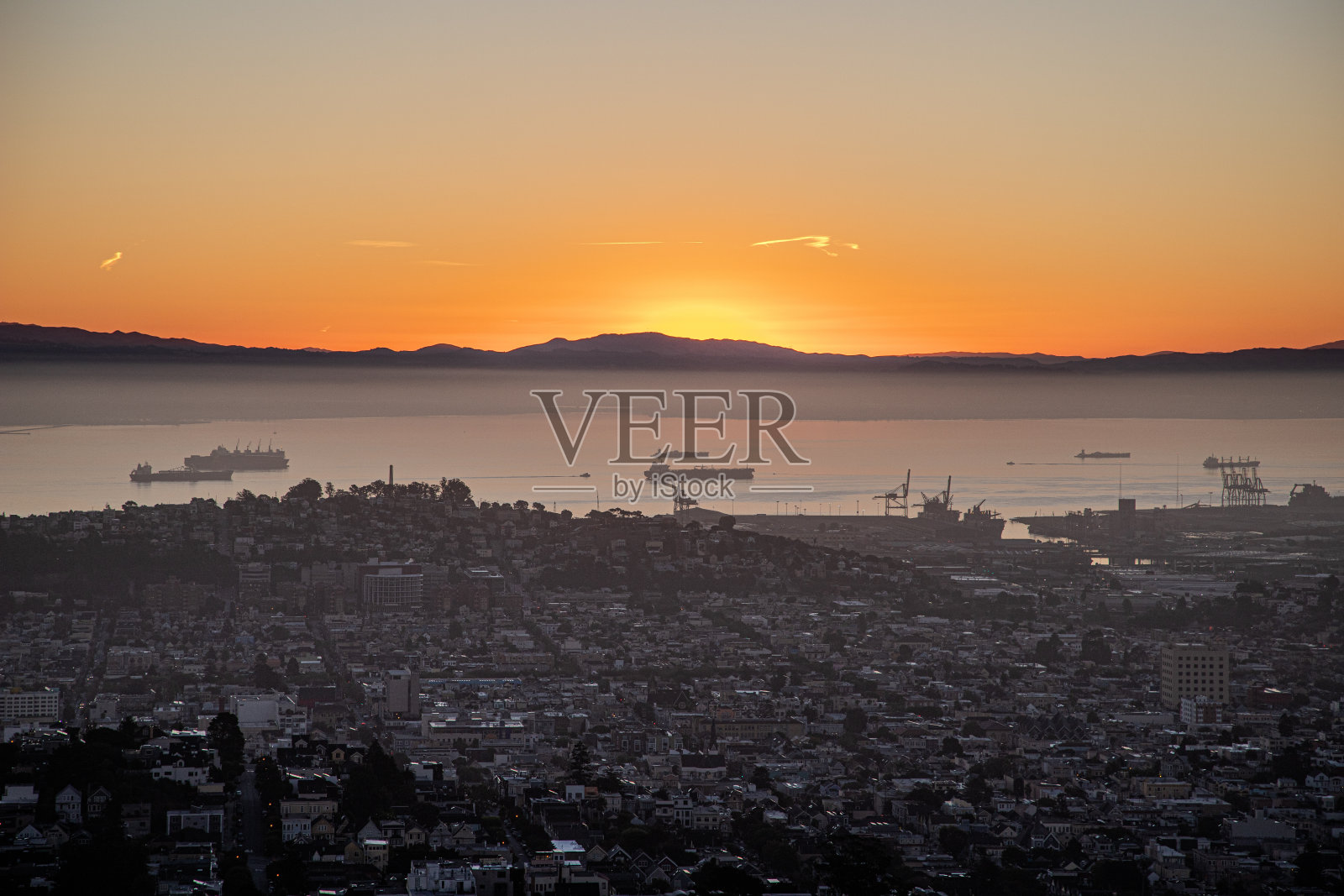 旧金山，日落，风景，金门大桥，令人惊叹，天际线，全景，景色，湾区，加州，照片摄影图片