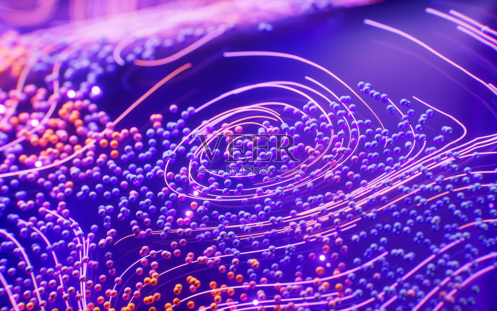 流动的曲线和粒子，3D渲染照片摄影图片