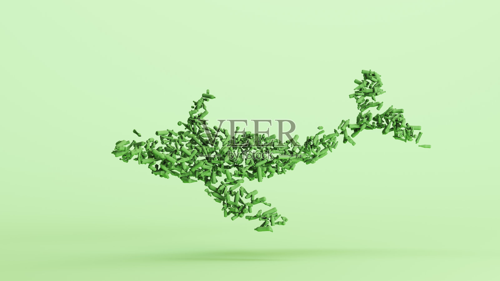 绿鲸废弃塑料瓶地球日艺术软色调薄荷背景照片摄影图片