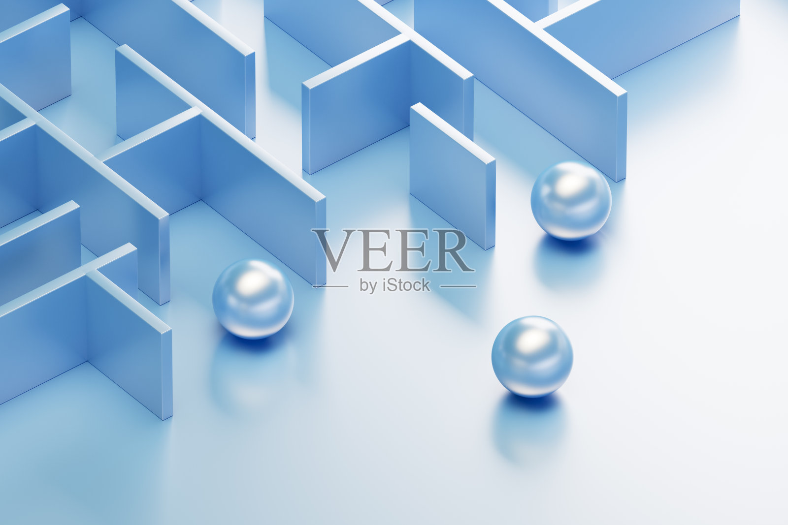 迷宫，蓝色背景的迷宫照片摄影图片