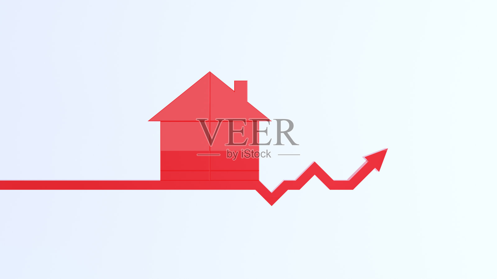 房地产增长。商业趋势图和图表。数字图表上的房屋照片摄影图片