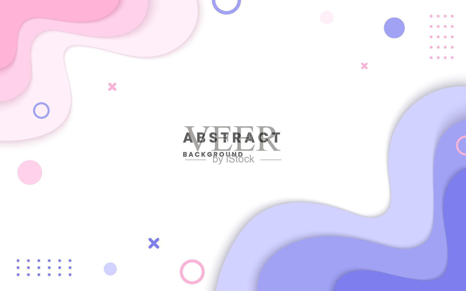 彩色抽象几何形状的设计元素背景。白色背景。几何形状粉色和紫色，现代的形状。插画图片素材